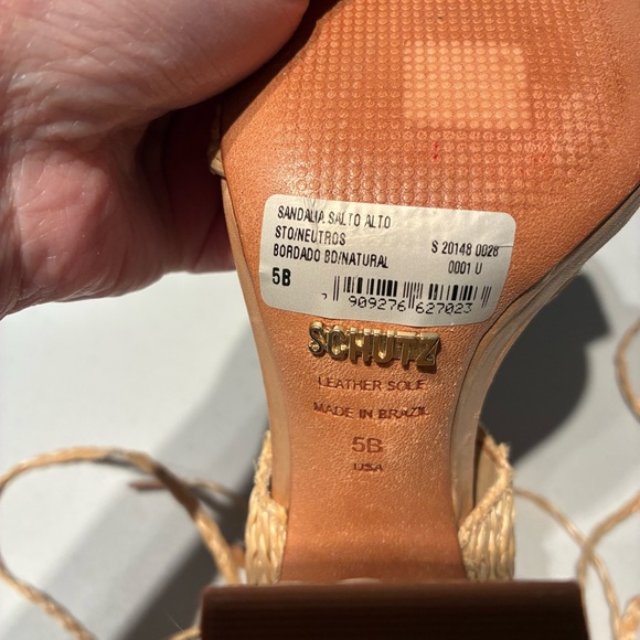NEW Schutz Sandalia Alto Heeled Lace Up Sandal in Natural Size 5 - Picture 9 of 10